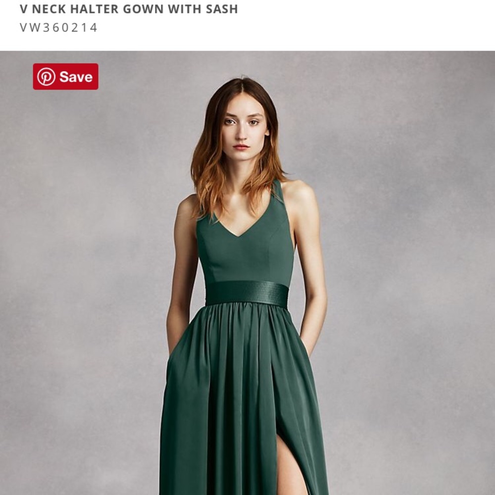 Vera Wang V Neck Halter Gown with Sash
